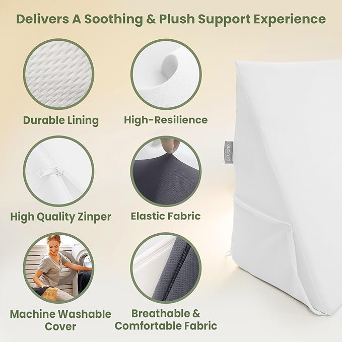 Wedge Pillow Headboard, Ultimate Comfort Bed Wedge Pillow for Headboard, Relaxation Bed Gap Filler for Twin, Foam Pillow Wedge for Headboard Gap, Overall Bed Gap Filler. 2 Covers.