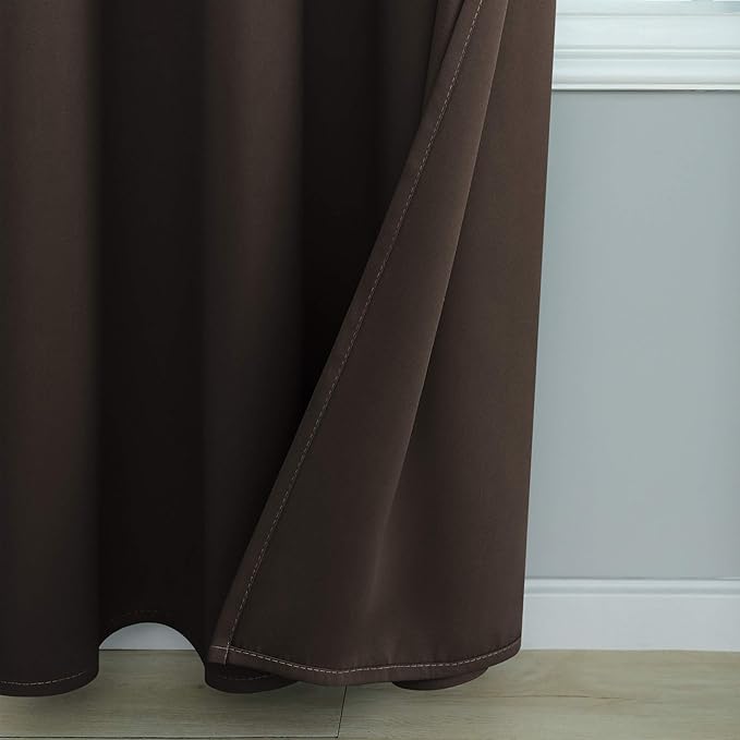 Mrs.Naturall Dark Chocolate Brown Curtains 84 Inch Length 2 Panels Set,Blackout Vintage Primitive Elegant Luxury Curtains for Living Room 84 Inches Long Black Out