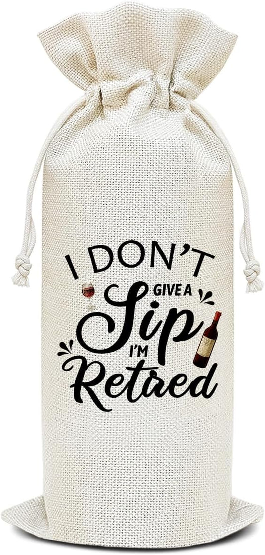 Wine Canvas Bag, Retirement Wine Gift Bag, Retirement Gift for Women Men Coworker Colleague Farewell Goodbye Leaving Gifts Wine Bags for Wine Bottles, Wine Gifts With Drawstring Party Decoration -WB21