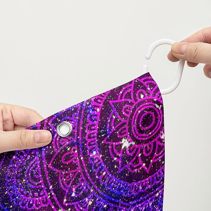 AILONEN Butterfly Shower Curtain, Mystic Moon Cloth Bath Curtain Set for Teen Adults Bathroom,Beautiful Purple Butterfly Starry Night Shower Curtain Liner,72" W*96" H