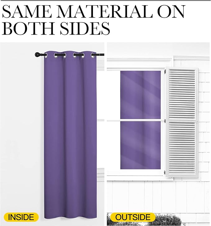 NICETOWN Lilac Purple Blackout Curtains for Bedroom (1 Pair, 42 x 63 inches), Farmhouse Thermal Insulated Room Darkening Drapes for Windows