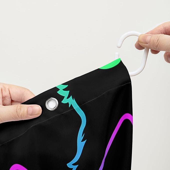 AILONEN Cute Cat Shower Curtain for Bathroom,Gradient Line Kawaii Kitten Bath Curtain for Kids Boys Girls,Color Cartoon Animal Polyester Waterproof with 12 Plastic Hooks 48" W*72" H