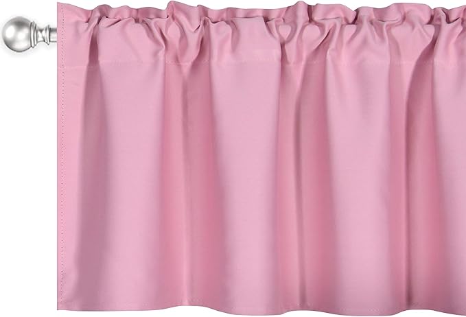 Baby Pink Valance for Windows 72x18 Inch Solid Thermal Insulated Blackout Rod Pocket Kitchen Short Curtain Toppers Valance for Bathroom Living Room 1 Panel