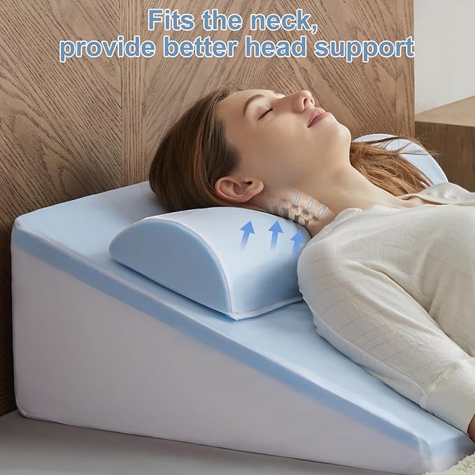 Wedge Pillow, 7” Bed Wedge Pillow for Sleeping, Elevate Incline Pillow for Adults, Memory Foam Wedge with Washable Case, Ideal for Rest & Relax