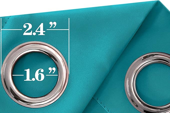 Mrs.Naturall 96 Inch Long Teal Blackout Curtains 2 Panel Set,Grommet Floor Length Room Darkening Curtains for Living Room