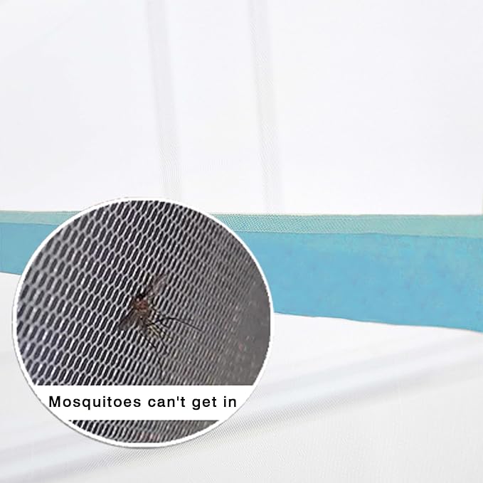 Pop Up Bed Net Tent for Bedroom with Net Bottom, Portable Double Door Travel Folding Design Bed Canopy, Foldable (79 x71x59 inch-Blue)