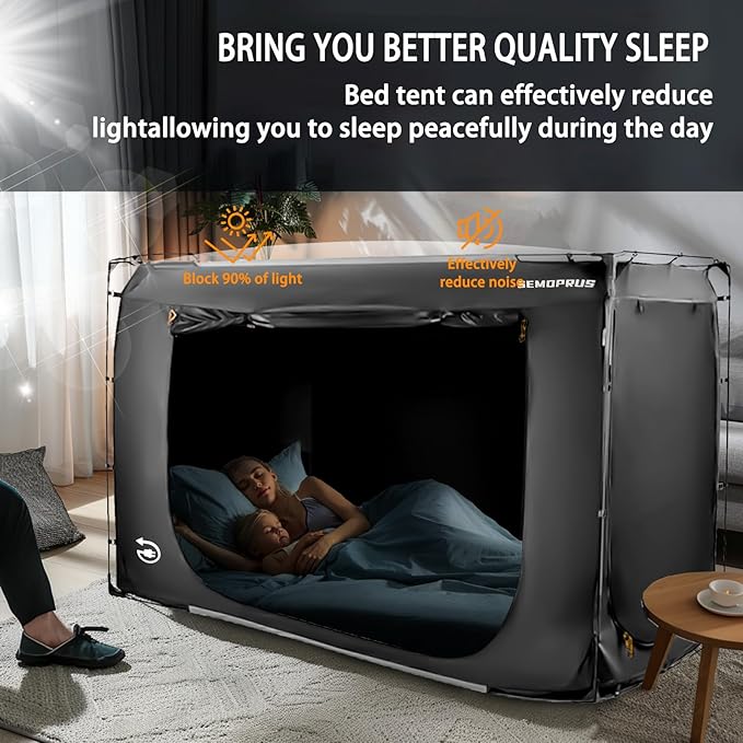 Bed Tent King Size, Bed Canopy Tents, Portable Sleeping Tents, Dream Tents for Adult and Kids, Breathable 70% Blackout Privacy Space, Canopy Tent for Bed with Three Doors (Mattress Not Included)