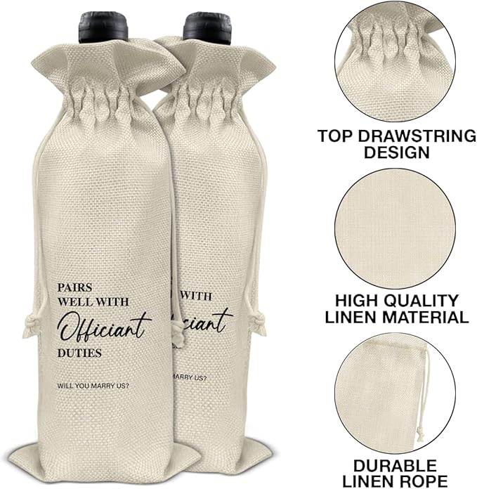 Officiant Wine Bag Wedding Officiant Wine Gift Bag Officiant Proposal Gifts Pastor Gift