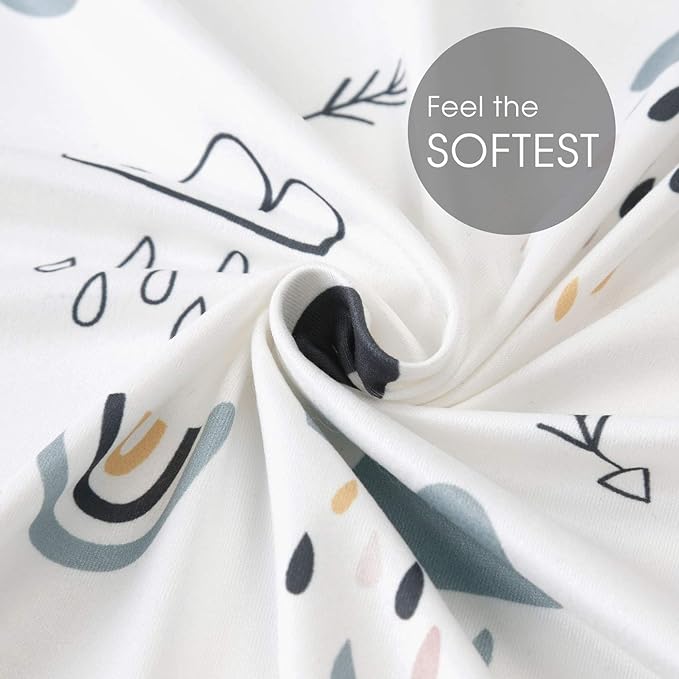 GRSSDER Stretchy Ultra Soft Jersey Knit Fitted Pack n Play Playard Sheets Set 2 Pack，Portable/Mini Crib Sheets, Crown and Cloud for Girls and Boys