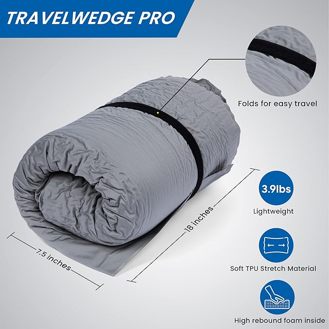 Self-Inflating Bed Wedge Pillow | Lightweight for Travel | Wedge Pillow for Sleeping and Acid Reflux, Heartburn, and GERD Pillow (30 Inch)