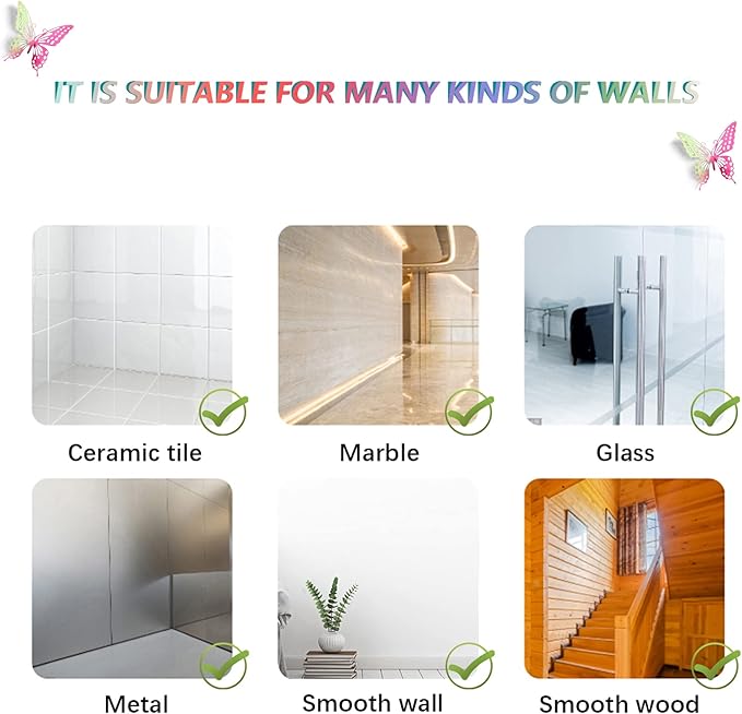 SAOROPEB 3D Butterfly Wall Decor, 48 Pcs 4 Styles 3 Sizes, Removable Metallic Wall Sticker for Kids Bedroom Nursery Classroom Party Decoration Wedding Decor DIY Gift (Laser Pinkpurple)