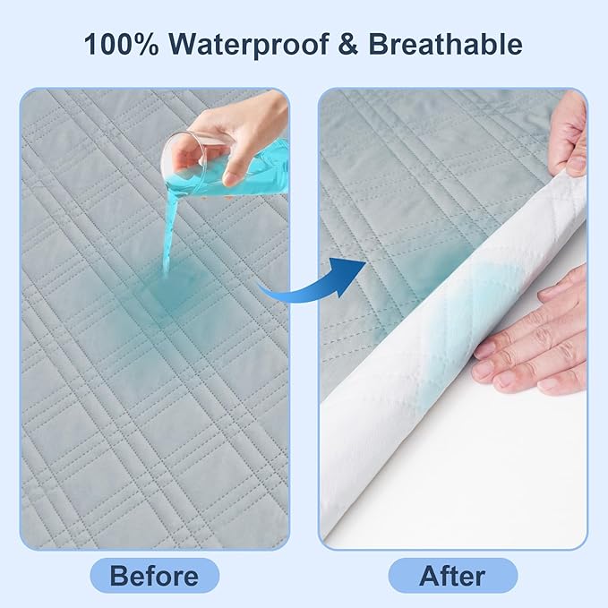 Waterproof Crib Mattress Protector 2 Pack, Ultra Soft Breathable Crib Mattress Pad Cover for Boys, Fit Standard Crib Mattress and Toddler Mattresses, Grey & Navy Blue