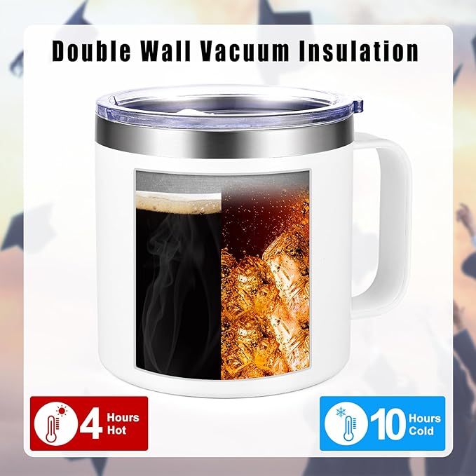 Lifecapido Graduation Gifts, One Degree Hotter 14oz Stainless Steel Coffee Mug with Handle, College Masters Degree Phd Graduation Gifts High School Graduation Gifts Christmas Gifts for Her Him (White)