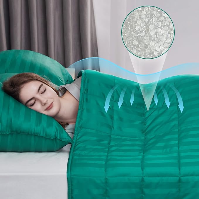 Weighted Blanket for Adult,25lbs Heavy Weighted Blanket 80"x87" Breathable Cooling Summer Blankets, Ultra Soft Cotton Comfort Throw Blanket with Glass Beads for All-Season (Green)