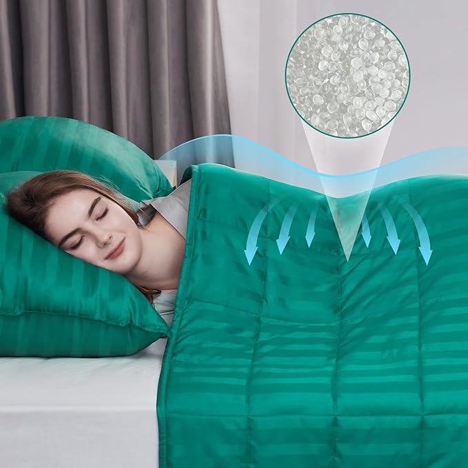 Weighted Blanket for Adult,20lbs Heavy Weighted Blanket 60"x80" Breathable Cooling Summer Blankets, Ultra Soft Cotton Comfort Throw Blanket with Glass Beads for All-Season (Green)