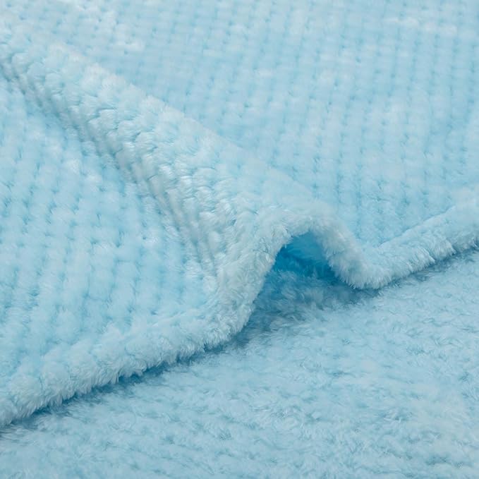 Fuzzy Blanket or Fluffy Blanket for Baby, Soft Warm Cozy Coral Fleece Toddler, Infant or Newborn Receiving Blanket for Crib, Stroller, Travel, Decorative (28Wx40L, XS-Ice Blue)