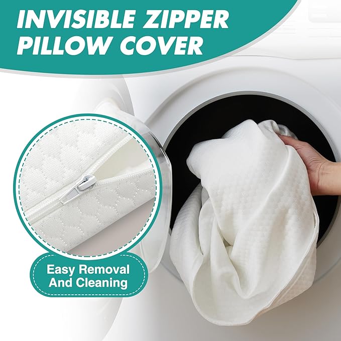 Wedge Pillow for Side Sleeping, Bed Wedge& Body Positioners, Back Pillow for Pregnancy, Back Pain, Leg Elevation and Side Sleepers, Memory Foam Body Pillow, Anti-Slip Base, White/Grey