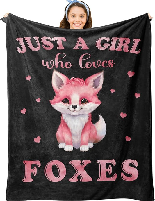 Fox Gifts for Girls, Fox Gifts for Women, Unique Fox Themed Gifts, Fox Blanket for Girls Kids, Just a Girl Who Loves Foxes Blanket, Best Gift Ideas for Fox Lover Blanket 40"X50"