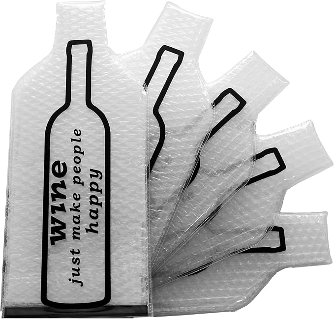 WINEGUARD PRO: [Ultimate 4-Layer] Wine Bottle Protection for Travel. Perfect for Wine Lovers - Durable & Reusable Wine Bags for Travel, Wine Travel Bag Airplane Approed. Pack 5 Set (10 pcs)