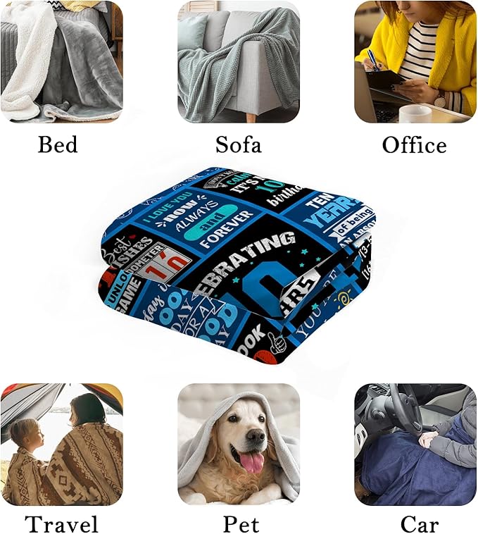 Gifts for 10 Year Old Boys, 10 Year Old Boy Birthday Gift, Kids Blanket 60 x 50 Inches Warm Flannel Boys Throw Blankets for Boys 10 Year Old Boy Gifts Ideas, 10 Year Old Boy Gifts