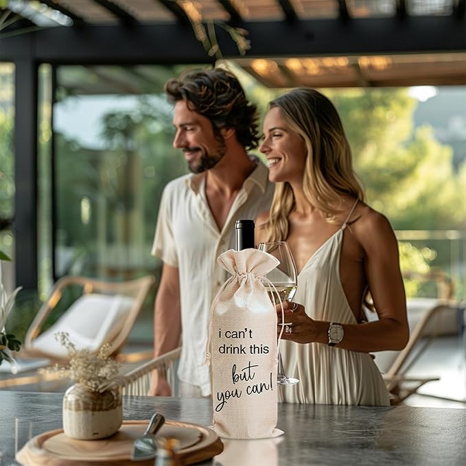 comfit Wedding Wine Bag Engagement Gifts for New Couples,Bridal Shower Wine Gift Bag,Mr and Mrs Marriage Wedding Gifts,Wine Champagne Gift Bag With Drawstring, Getting Engaged