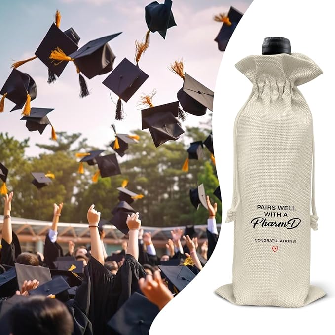 HOIJAUMAI PharmD Graduation Gift Doctor of Pharmacy Graduation Gifts Doctor of Pharmacy Graduation Wine Bag Pairs Well with a PharmD Wine Gift Bags for Women Men