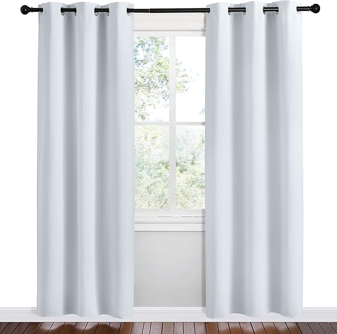 NICETOWN Room Darkening Draperies Curtains Panels, Greyish White, 2 Panels, 42 by 78, Window Treatment Thermal Insulated Grommet Room Darkening Curtains/Drapes for Bedroom