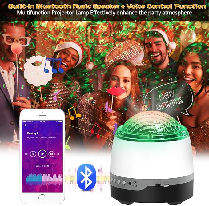 Galaxy Projector,Star Projector for Bedroom,Remote Control & White Noise Bluetooth Speaker,8 Soother Sounds,Timer,LED Night Lights for Kids Room, Adults Home Theater, Party, Living Room Decor
