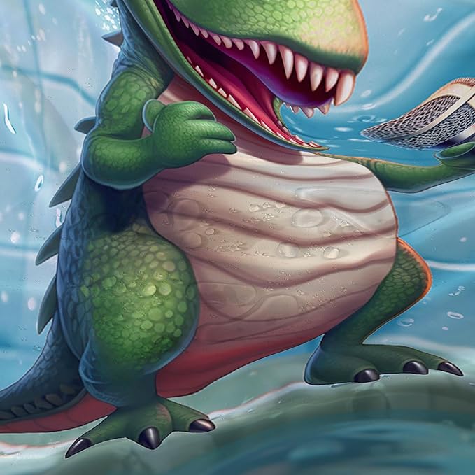 AILONEN Cartoon Dinosaur Shower Curtain for Kids Boys,Funny Singing Dinosaur Waterproof Fabric Shower Curtain for Bathroom,Lovely Green Dinosaur Shower Curtain Set with Hooks,60" W*72" H