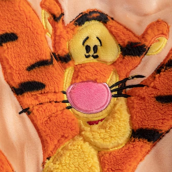 COSUSKET Kids Tiger Throw Blanket, 3D Animal Embroidery Sherpa Blanket Boys Girls Gifts