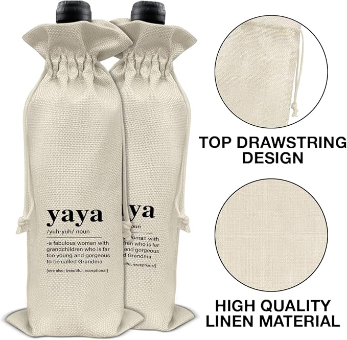 Grandma Gifts Wine Bag Yaya Gifts for Grandma Birthday Mother's Day Yaya Definition Wine Gift Bag