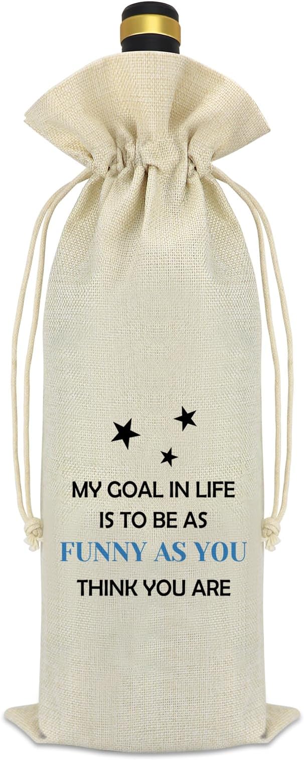 Dad Gifts from Daughter Son Mom Dad Wine Bag Gift Parent Gifts from Kids Dad Birthday Gift Ideas Father's Day Gifts for Dad Valentines Day Anniversary Christmas Funny Gag Gift Burlap Wine Bottle Bag