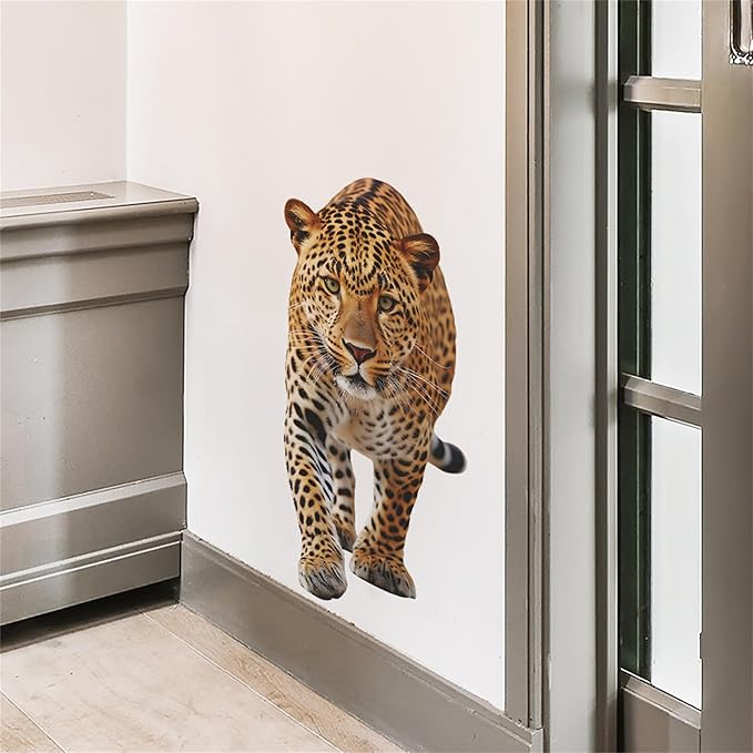 Lifelike Cheetah Wall Decal 3D Animals Wall Sticker Safari Wall Decor for Nursery Kid'sroom School Classroom Livingroom Bedroom Bathroom Decoration (Lifelike Cheetah)