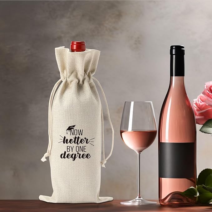 Graduation Gifts 2024 Wine Bags Graduation Gifts for Her Him College Graduation Gifts for Women Men Doctor Graduation Gifts College Masters Degree Phd Graduation Gifts One Degree Hotter Wine Bags
