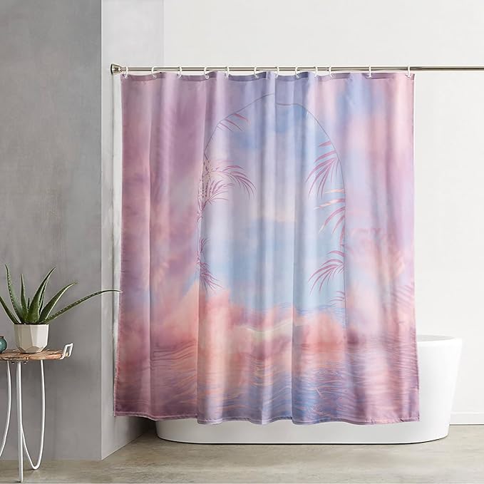 AILONEN Pink Wonderland Shower Curtain,Blue and Pink Sweet Bathroom Shower Curtain for Girls Kids Teens, 36" W*72" H Dream Sky Theme Shower Curtain Sets for Bathroom