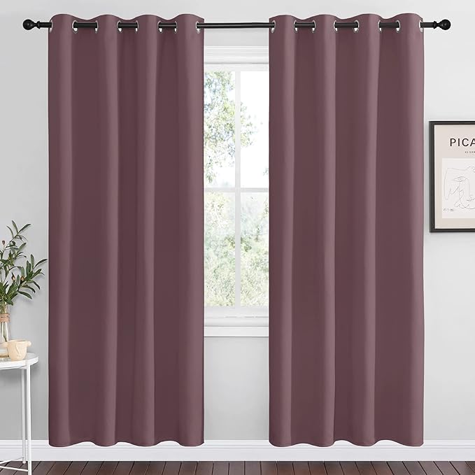 NICETOWN Dry Rose Blackout Curtains 78" Long for Office, Dining Room, 55" Wide, 2 Pieces, Guest Room, Sound Reducing Heat and Cold Block Curtain Panels for Modern Room Decorative