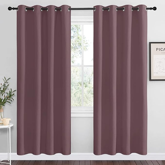 NICETOWN Dry Rose Blackout Curtains 78" Long for Office, Dining Room, 55" Wide, 2 Pieces, Guest Room, Sound Reducing Heat and Cold Block Curtain Panels for Modern Room Decorative