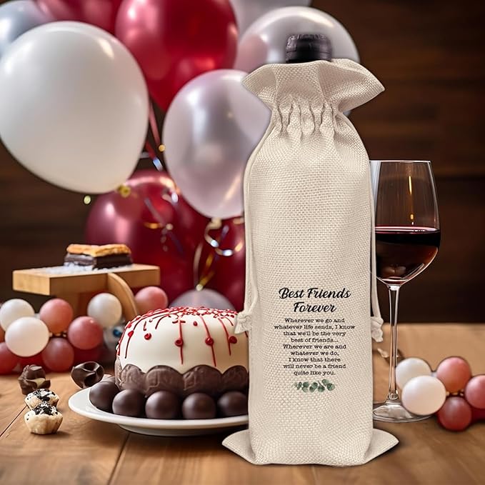 HOIJAUMAI Friendship Gifts Best Friends Wine Bag Best Friends Forever Wine Gift Bags for Women Men