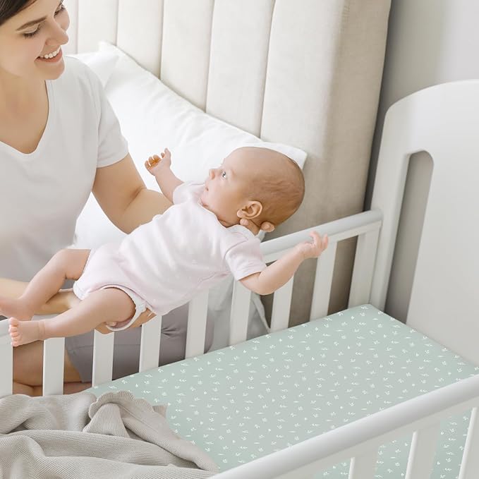 Pack and Play Sheets Fitted, 2-Pack Mini Crib Sheets - Pack N Play Sheets, Organic Fitted Crib Sheet for Pack and Play Mattress, Playard Baby Crib Sheets,Crib Sheets Neutral for Boys,Girls (Prairie)