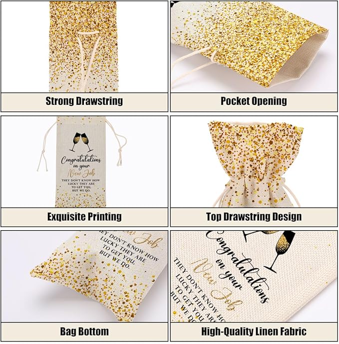 New Job Gifts Congratulations Gifts for Women Wine Bag Leaving Job Gifts Farewell Gifts for Coworkers Men Lady Teacher Doctor Friend Him Her Bestie Wine Bags