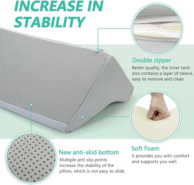 Wedge Pillow Post Surgery for Sleeping Bed Body Positioners Triangle Incline Waterproof Hospital Wedges Prevent Back Bed Sores Support Side Sleep Bedridden Patient Pregnancy Medical Turnover Device