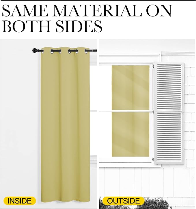 NICETOWN Paler Yellow Blackout Curtains for Bedroom (1 Pair, 42 x 63 inches), Farmhouse Thermal Insulated Room Darkening Drapes for Windows