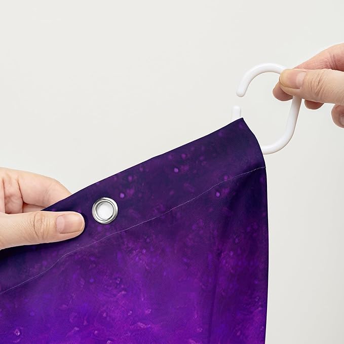 AILONEN Paris Tower Shower Curtain,Purple Glowing City Waterproof Fabric Shower Curtain for Girls Boys Kids Teens, 72" W*72" H Night Eiffel Tower Oil Painting Shower Curtain