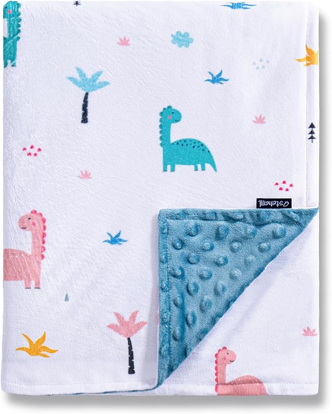 Baby Blanket for Boys Girls Super Soft Blanket,Fluffy Warm Lightweight Baby Receiving Blankets,Double Layer with Dotted Backing for Toddler Nursery (Dinosaur, 30 * 40inch)