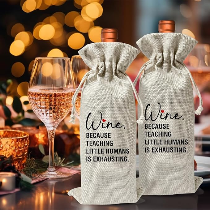 Teacher Wine Bag, Appreciation Gifts, Gift For Teachers, Teacher Graduation Party Supply, Coworkers Colleagues Gifts, Thank You Gift For Teacher, Reusable Drawstring Wine Bag