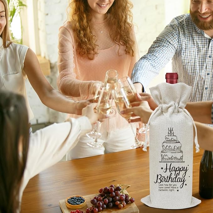 Birthday Wine Bag, Funny Wine Gifts for Women Men, Birthday Gifts for Mom Wife Friend Bestie, Party Favor Wine Champagne Gift Bag With Drawstring -02
