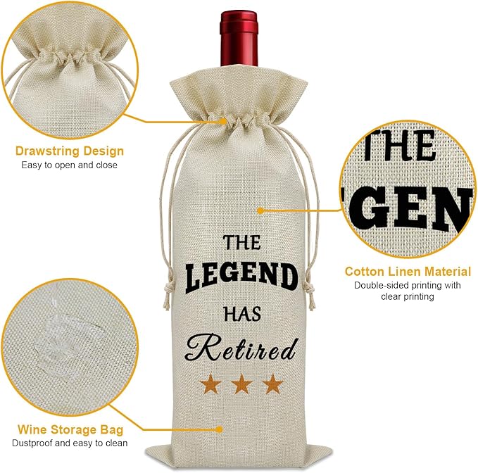 Retirement Gifts for Women Men 2024 Wine Bag Officially Retired Funny Gifts Going Away Gifts for Friends Wine Bottle Decoration Bag Leaving Job Gifts for Coworkers Retirement Appreciation Gifts