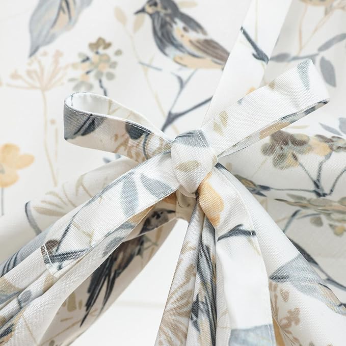 Leeva Gray Tie-Up Shades Curtain for Living Room, Elegant Window Treatment Balloon Valances Curtain for Dining Room Office, 42x63 in, One Panel