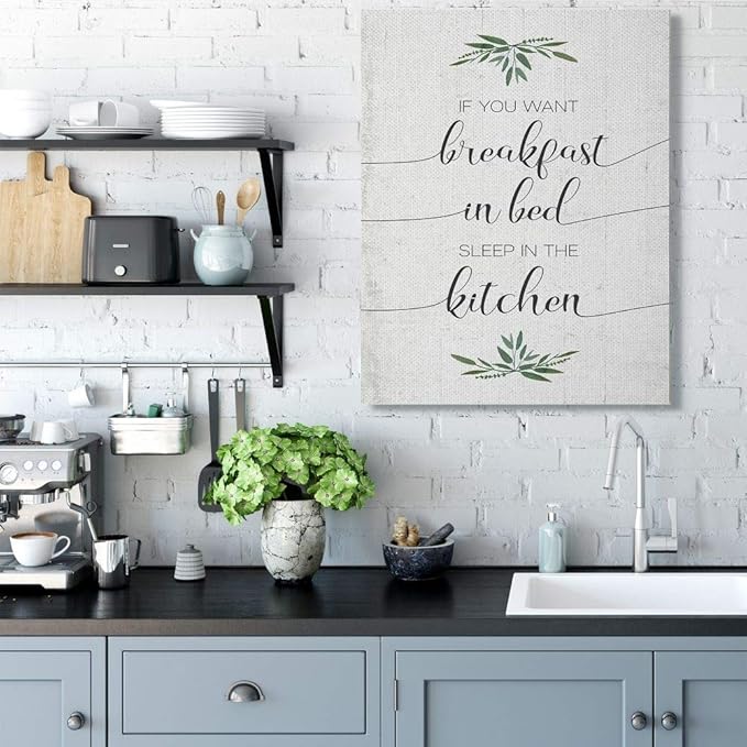 Stupell Industries for Breakfast in Bed Sleep in Kitchen Sassy Phrase Wall Art, 36 x 48, Off-White