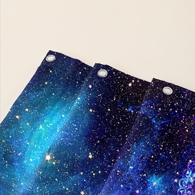 AILONEN Butterfly Shower Curtain, Mystic Moon Cloth Bath Curtain Set for Teen Adults Bathroom,Beautiful Purple Butterfly Starry Night Shower Curtain Liner,72" W*96" H